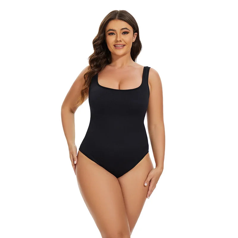 GUUDIA Shapewear Ribbed Body Shaper Suits Tummy Control Open Crotch Spandex Body Shaper Elastic Stretchy Daily Shapers Essencial