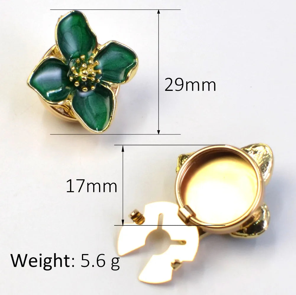 2PCS Elegant Enamel Flower Cufflinks for Women Shirt Button Covers Wedding Party Accessories Fashion Jewelry Gifts