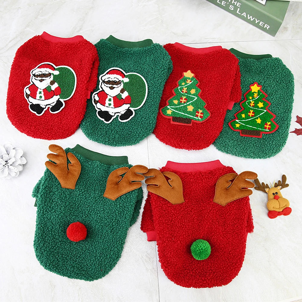 2025 Cute Christmas Dog Clothes Coats Puppy Cat Clothes Costume New Year Pet Clothing Supplies Outfit for Small Medium Dogs Pug