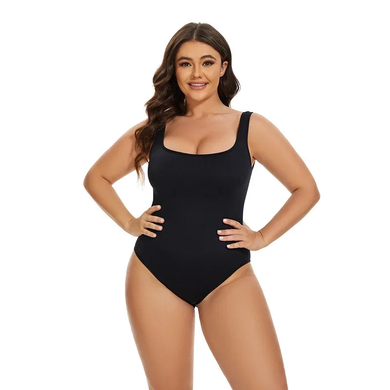 GUUDIA Shapewear Ribbed Body Shaper Suits Tummy Control Open Crotch Spandex Body Shaper Elastic Stretchy Daily Shapers Essencial