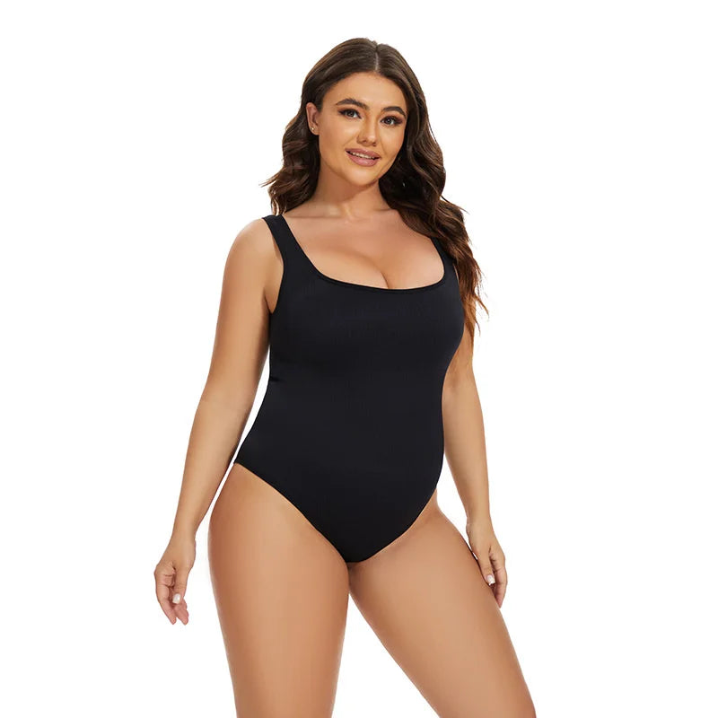 GUUDIA Shapewear Ribbed Body Shaper Suits Tummy Control Open Crotch Spandex Body Shaper Elastic Stretchy Daily Shapers Essencial