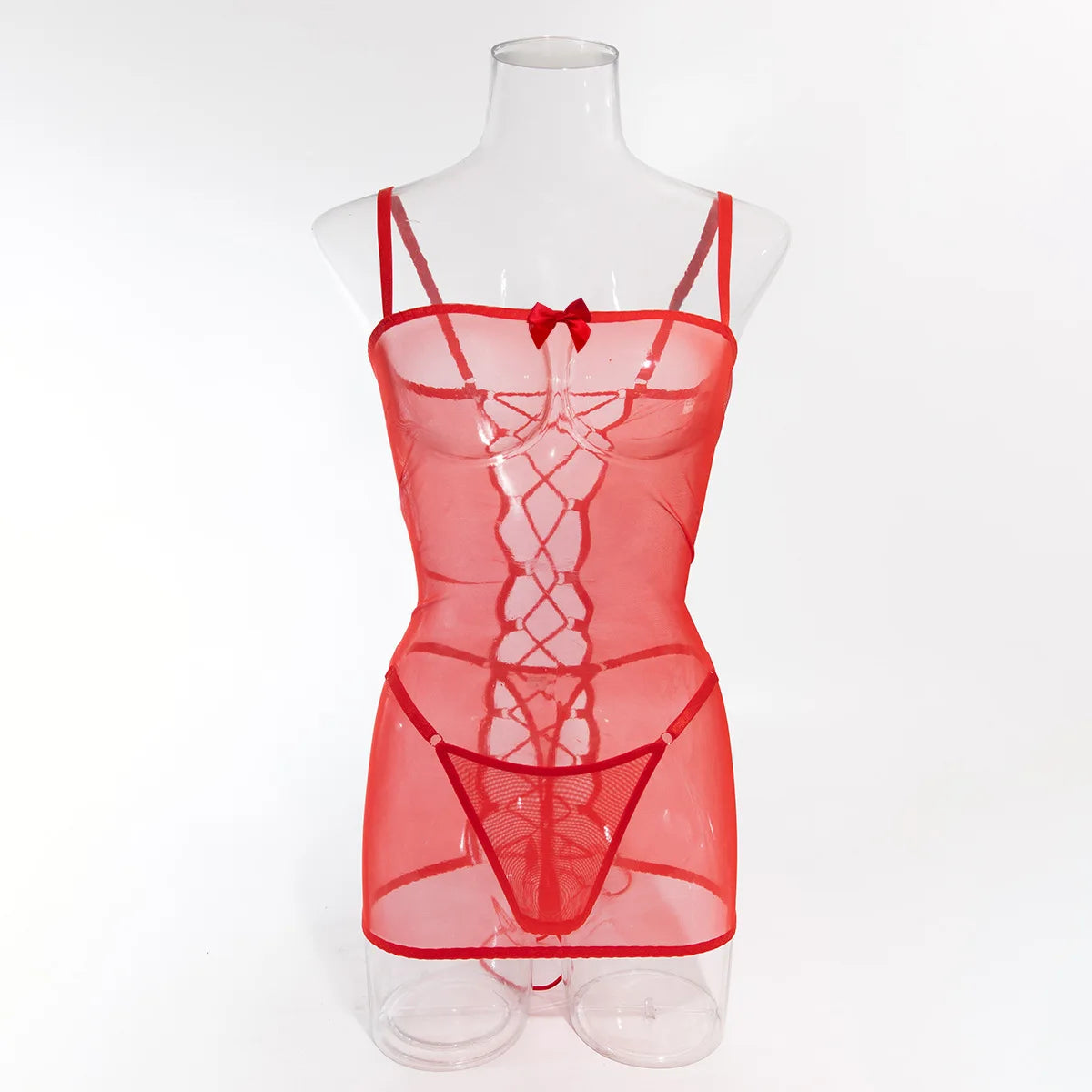 Ellolace Sexy Adult Baby Dolls Ladies Backless Cross Bandage Erotic Hot Sexy Clothes Transparent Sex Doll Night Dress Women