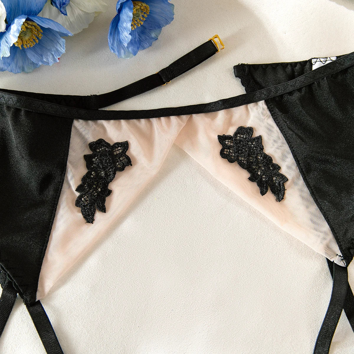 Ellolace Fancy Lingerie Floral Lace Ensemble Brazilian Underwear Attractive Chest Suspenders Sexy Hot Sissy Outfit