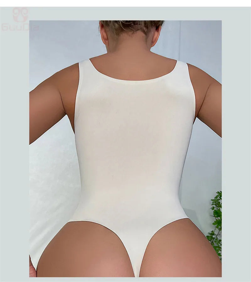 GUUDIA Sexy Thong Deep U Neck Smooth Out Stretchy Softness Shapewear Bodysuits WomenTank Tops Compression Body Shapers Jumpsuit