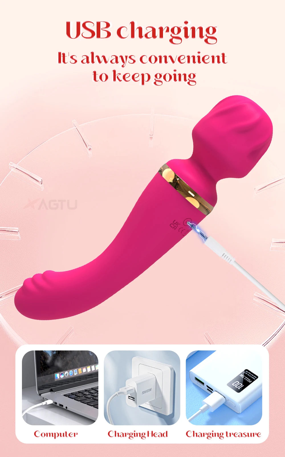 2 Motors AV Vibrator for Women G Spot Clit Clitoris Stimulator USB Rechargeable Vagina Massager Female Sex Toys Adults Goods