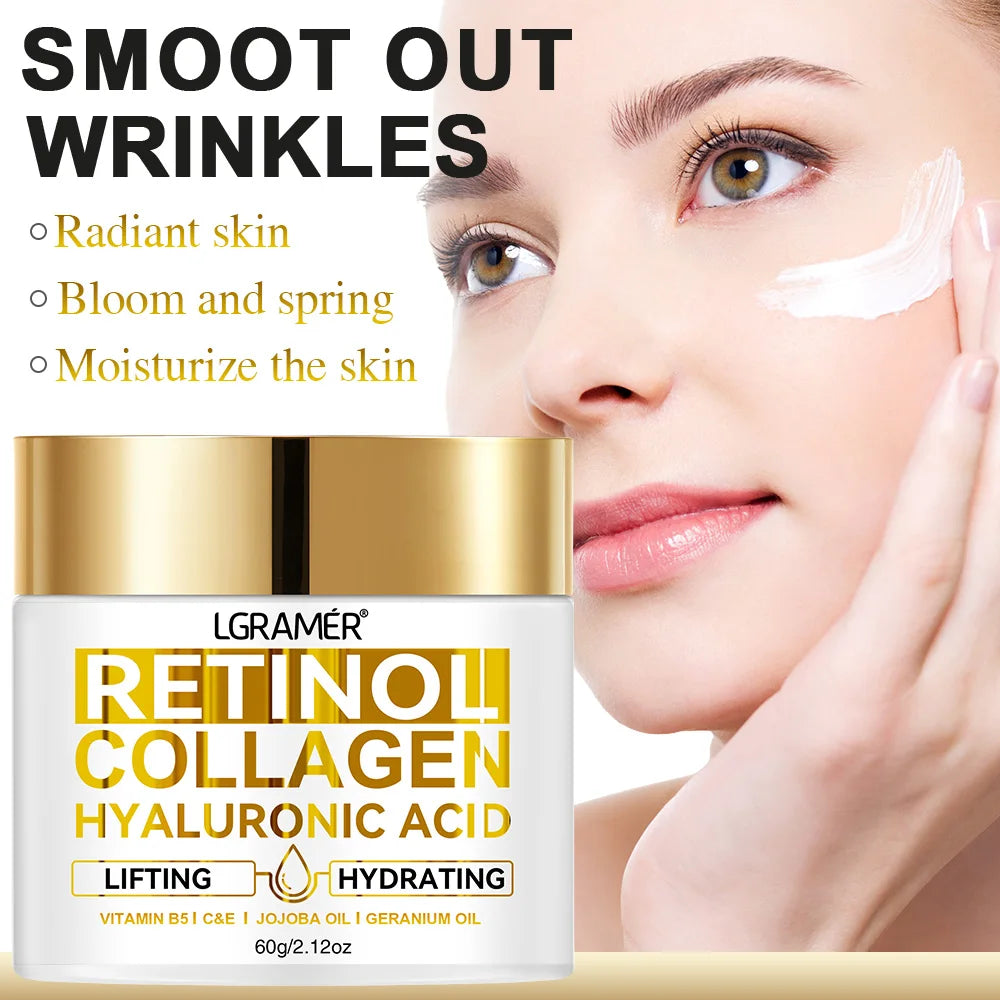 Retinol Face Cream Moisturizing Wrinkle Remover Collagen Hyaluronic Acid Creams Skin Care Cosmetic for Women&amp;Men