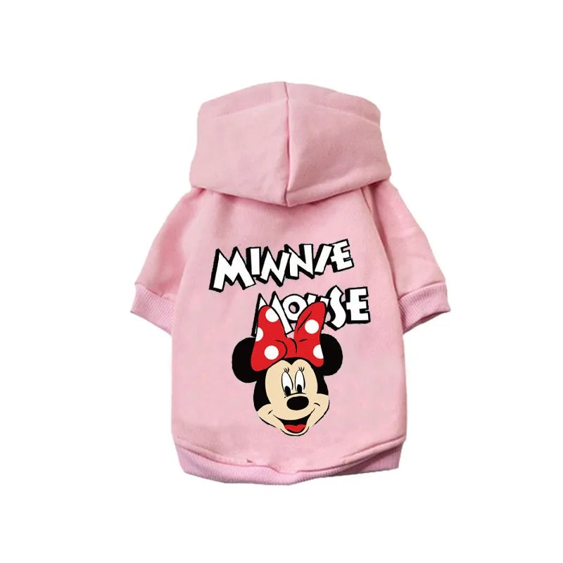 New Disney Anime Pattern Dog Clothes Mickey Minnie Pet Dog Hoodie Small And Medium Dog Vest Outdoor Sweatshirt Bulldog Husky