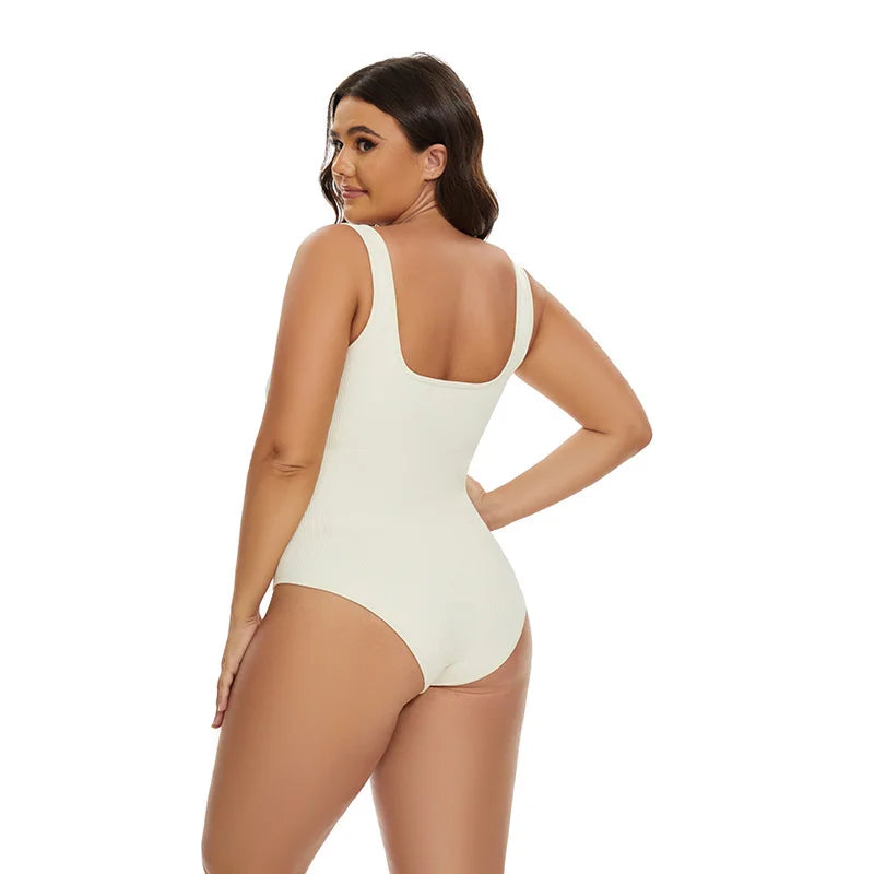 GUUDIA Shapewear Ribbed Body Shaper Suits Tummy Control Open Crotch Spandex Body Shaper Elastic Stretchy Daily Shapers Essencial