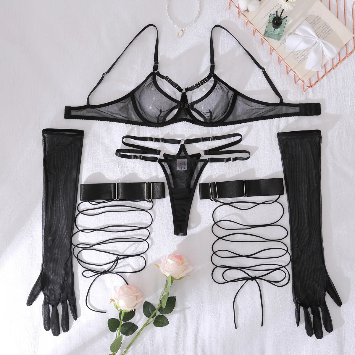 Ellolace Fancy Lingeries Sexy Hot Adult Harness Set Erotic Women's Ethical Underwear with Thigh Strap-on Club Call Of The Night