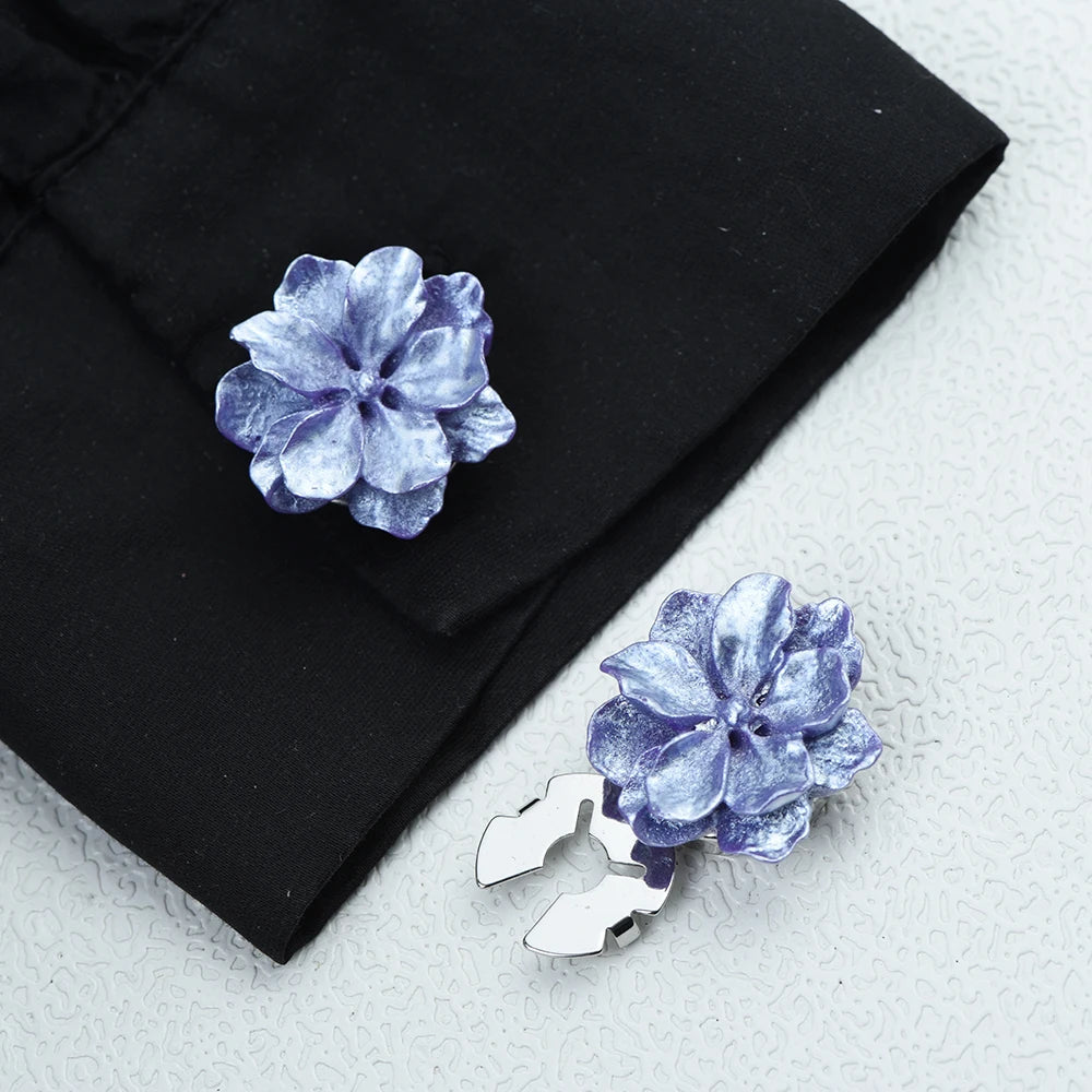 ICEYY Pearlescent Gardenia Flower Button Covers Set Womens Shirt Cufflinks for Tux Shirt Decoration Clothes
