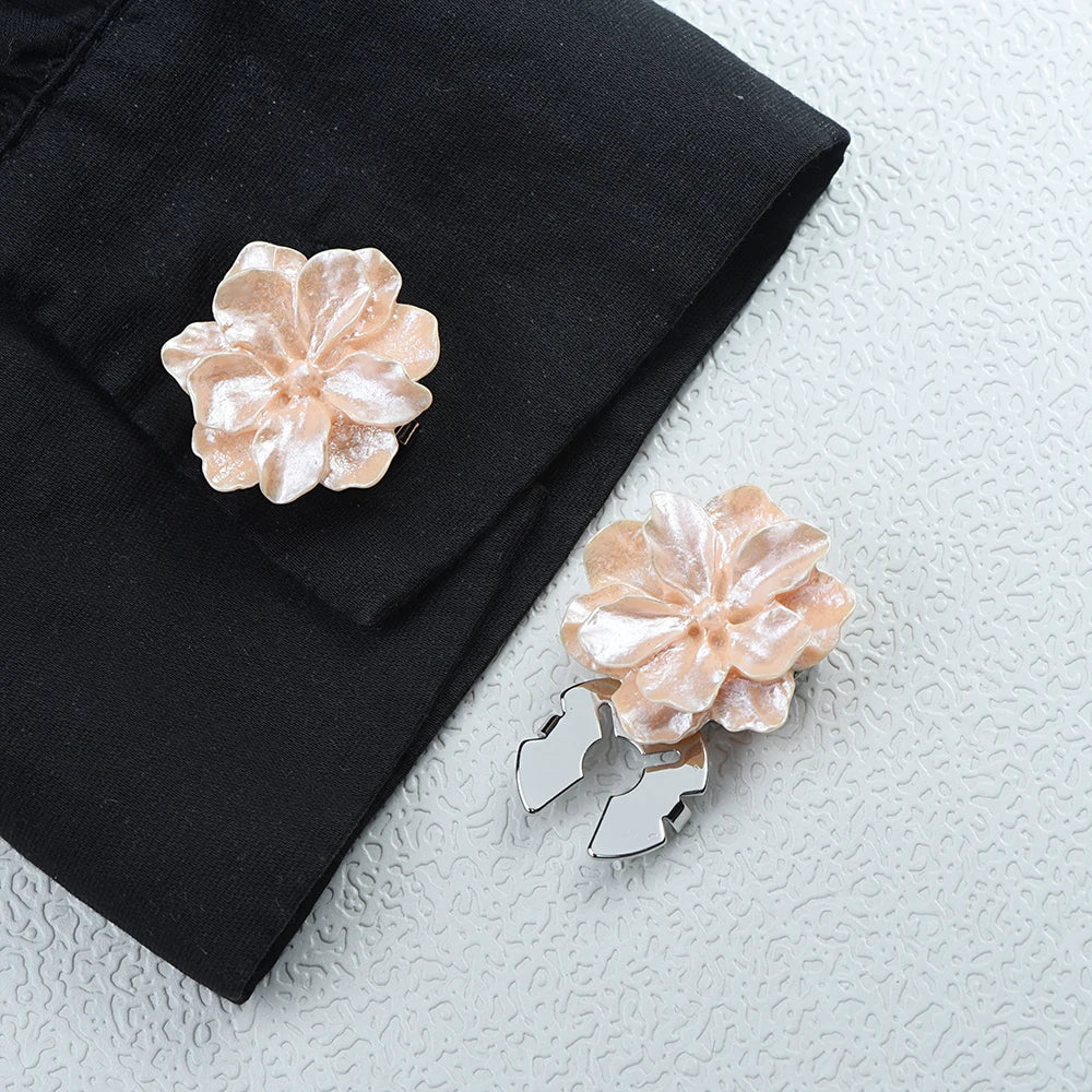ICEYY Pearlescent Gardenia Flower Button Covers Set Womens Shirt Cufflinks for Tux Shirt Decoration Clothes