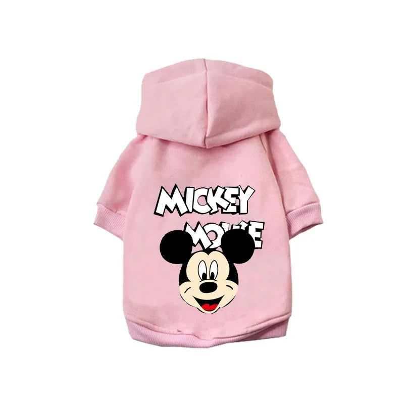 New Disney Anime Pattern Dog Clothes Mickey Minnie Pet Dog Hoodie Small And Medium Dog Vest Outdoor Sweatshirt Bulldog Husky