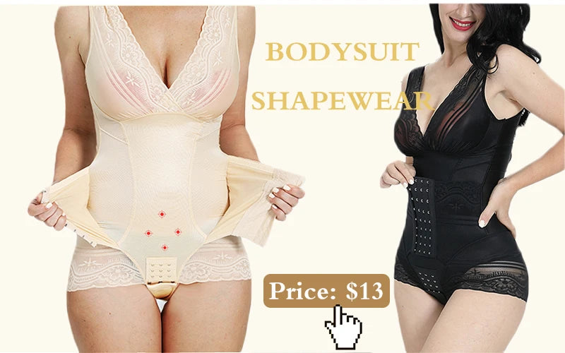 GUUDIA Sexy Thong Deep U Neck Smooth Out Stretchy Softness Shapewear Bodysuits WomenTank Tops Compression Body Shapers Jumpsuit