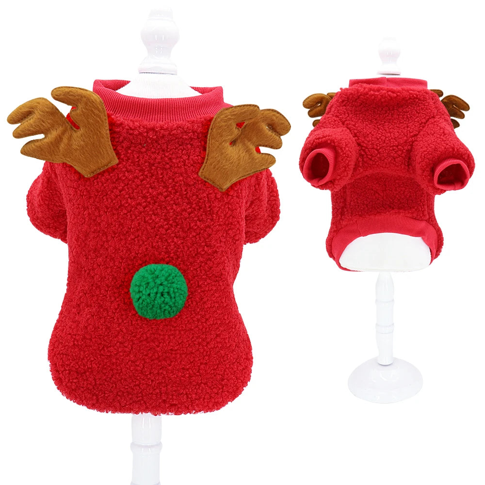 2025 Cute Christmas Dog Clothes Coats Puppy Cat Clothes Costume New Year Pet Clothing Supplies Outfit for Small Medium Dogs Pug