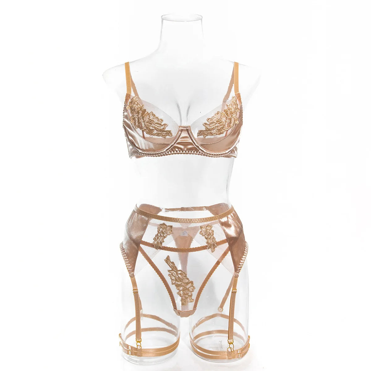 Ellolace Fancy Lingerie Floral Lace Ensemble Brazilian Underwear Attractive Chest Suspenders Sexy Hot Sissy Outfit