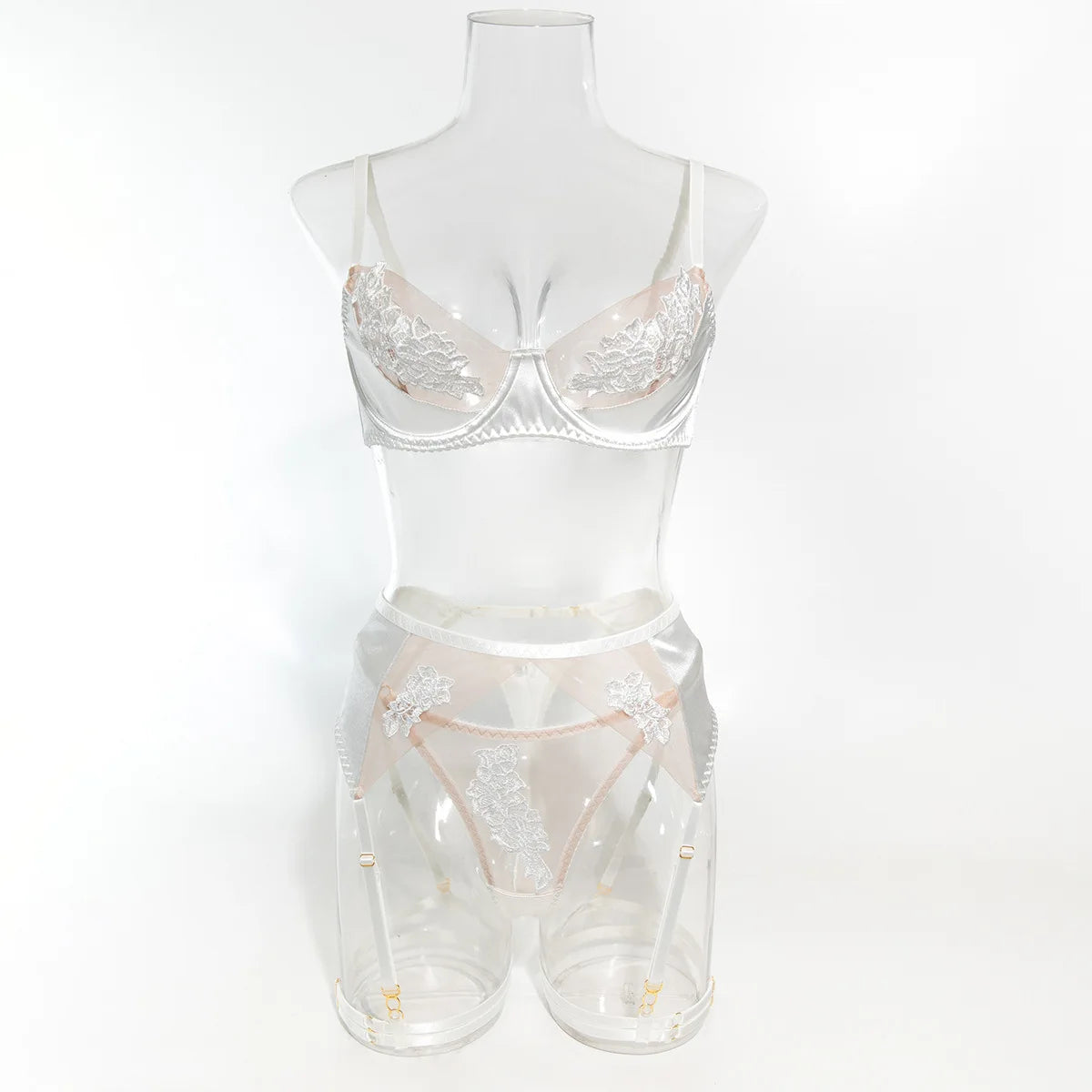 Ellolace Fancy Lingerie Floral Lace Ensemble Brazilian Underwear Attractive Chest Suspenders Sexy Hot Sissy Outfit