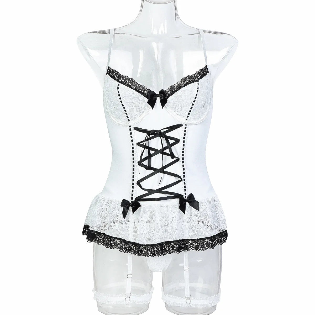 Ellolace Shapewear Lingerie Thongs Lace Hemline Suckers Erotic Costumes For Women Elegant 2-Piece Sets Sexy Girl Seamless Outfit