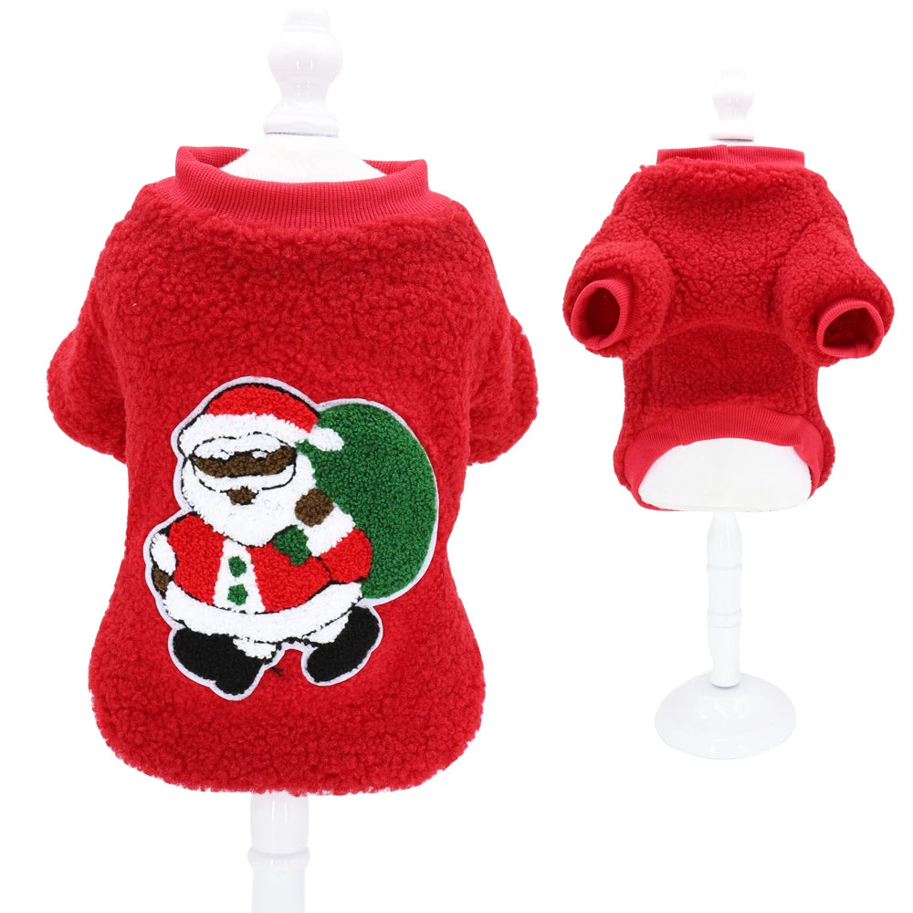 2025 Cute Christmas Dog Clothes Coats Puppy Cat Clothes Costume New Year Pet Clothing Supplies Outfit for Small Medium Dogs Pug