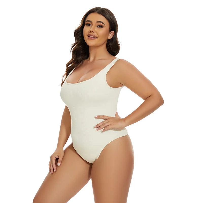 GUUDIA Shapewear Ribbed Body Shaper Suits Tummy Control Open Crotch Spandex Body Shaper Elastic Stretchy Daily Shapers Essencial