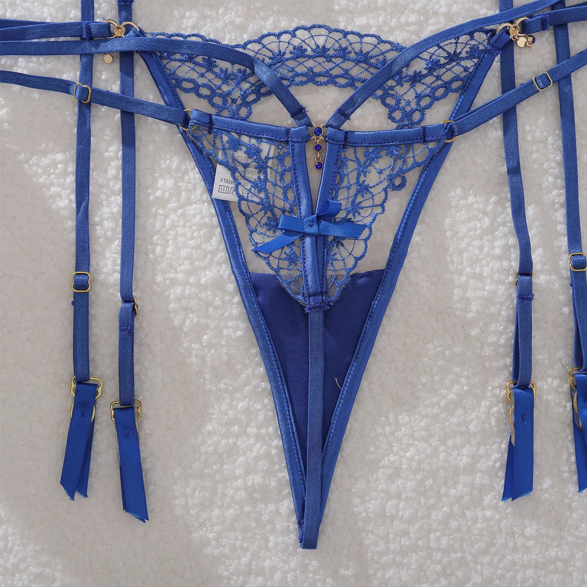 Ellolace 2025 Sexy Woman Underwear Premium Lingeries Sexy Hot Fantasy Bowknot Diamond Girl 3PCS Set Honey Embroidered Sheer Suit