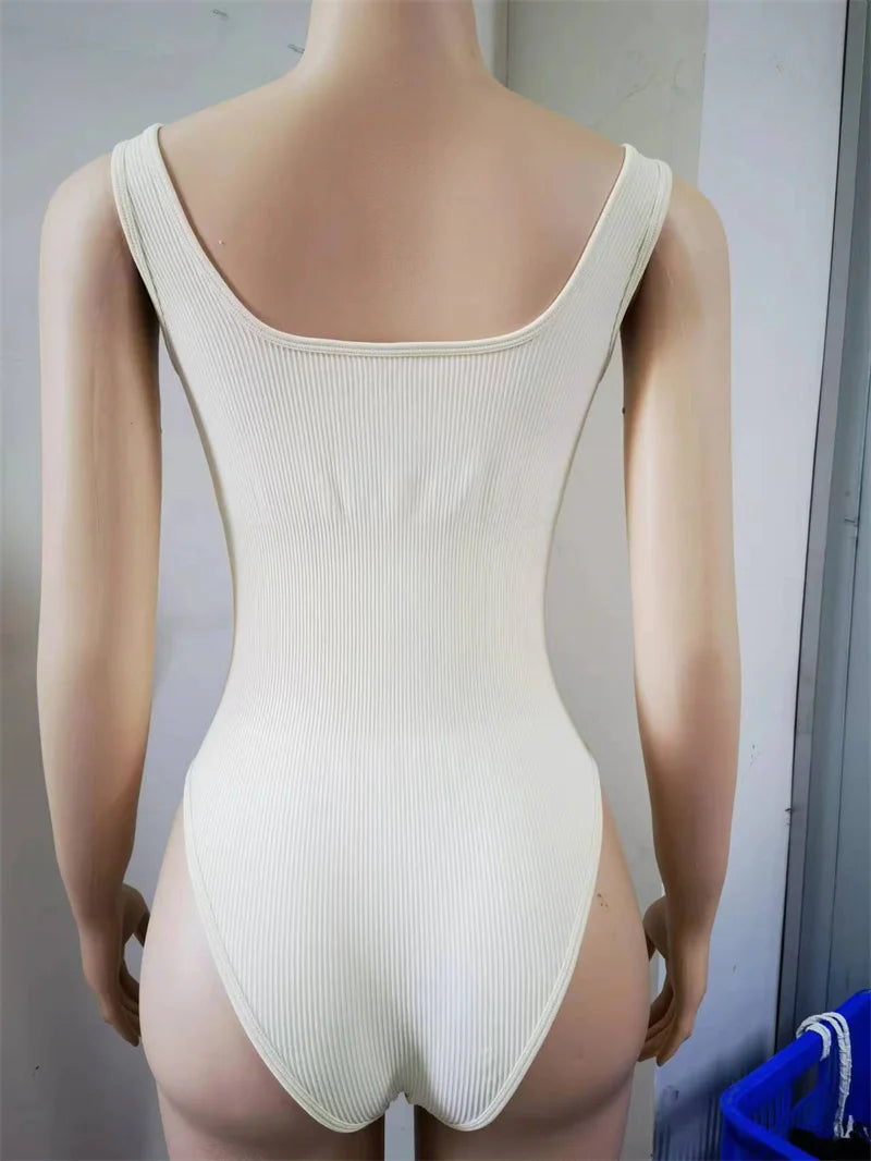 GUUDIA Shapewear Ribbed Body Shaper Suits Tummy Control Open Crotch Spandex Body Shaper Elastic Stretchy Daily Shapers Essencial