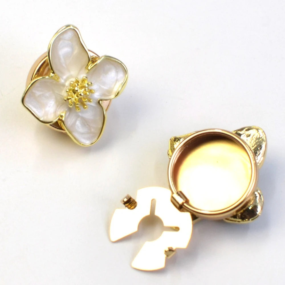 2PCS Elegant Enamel Flower Cufflinks for Women Shirt Button Covers Wedding Party Accessories Fashion Jewelry Gifts