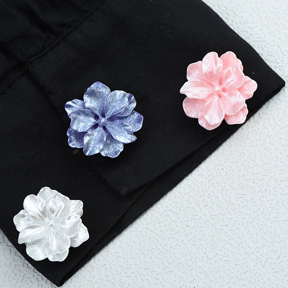 ICEYY Pearlescent Gardenia Flower Button Covers Set Womens Shirt Cufflinks for Tux Shirt Decoration Clothes
