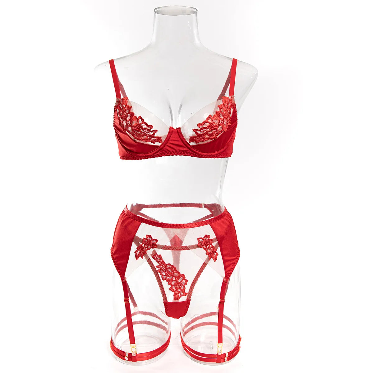 Ellolace Fancy Lingerie Floral Lace Ensemble Brazilian Underwear Attractive Chest Suspenders Sexy Hot Sissy Outfit