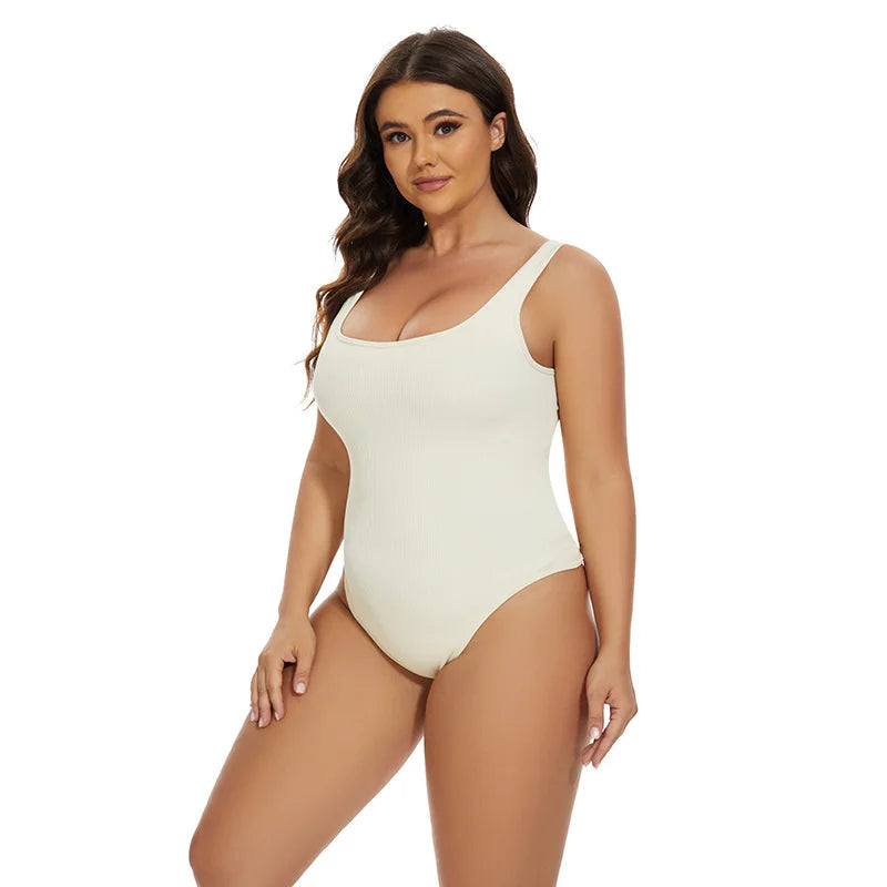 GUUDIA Shapewear Ribbed Body Shaper Suits Tummy Control Open Crotch Spandex Body Shaper Elastic Stretchy Daily Shapers Essencial
