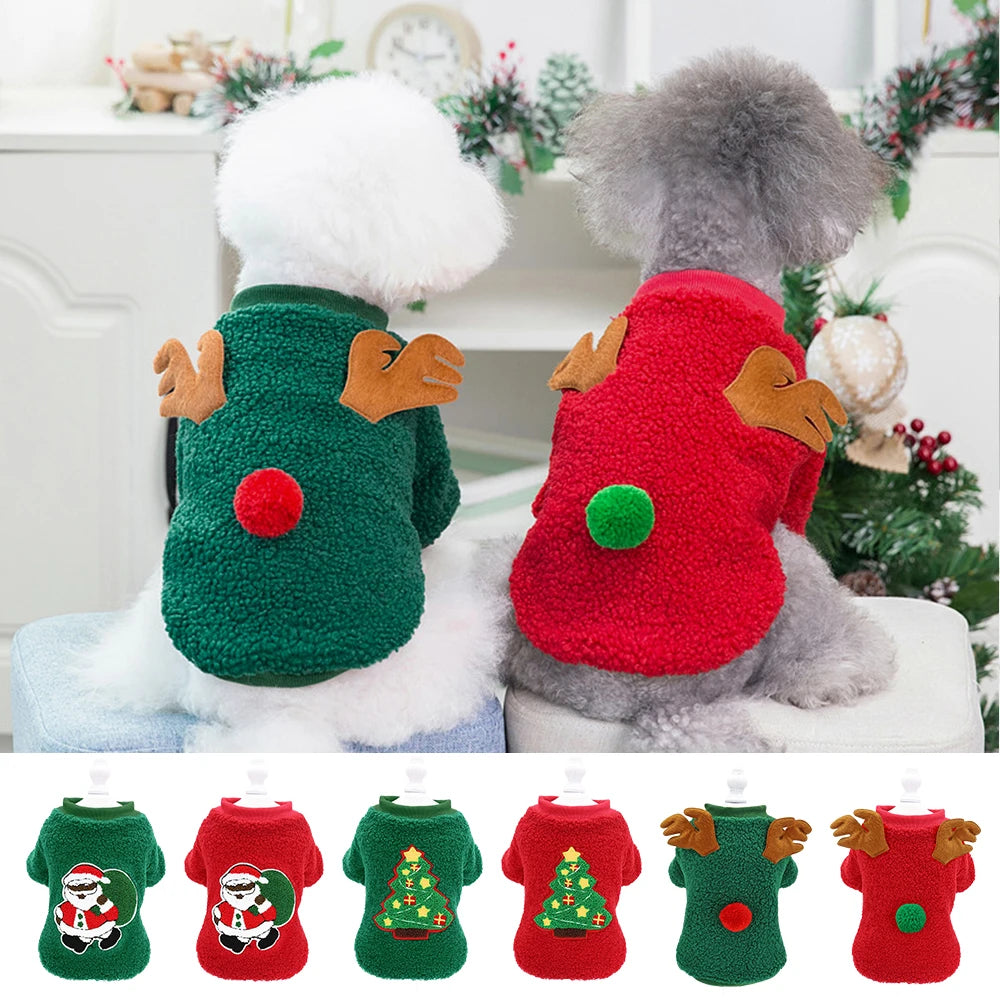 2025 Cute Christmas Dog Clothes Coats Puppy Cat Clothes Costume New Year Pet Clothing Supplies Outfit for Small Medium Dogs Pug