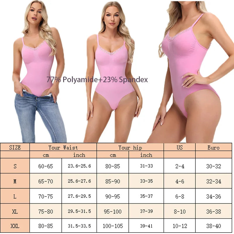 Guudia Lace Bodysuit Lace Tank Bodysuit Snap Button Crotch Spaghetti Strap Tank Top Camisole Cute Sleeveless V Neck Cami Top