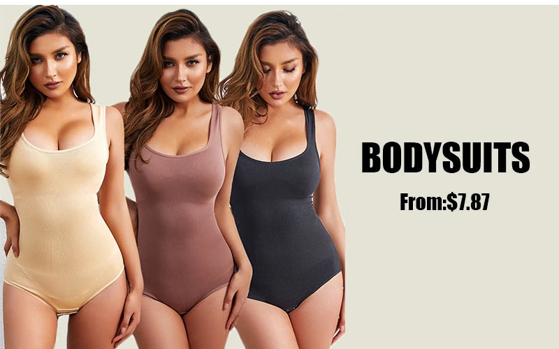 GUUDIA Racerback Bodysuits Control Shaper Butt Lifting Jumpsuit Tummy Control Wait Trimmer Body Shaper Women Stretchy Elastic