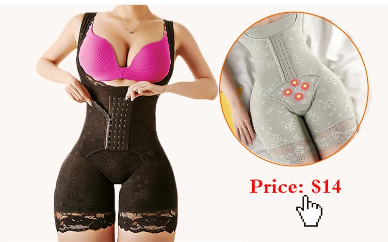 GUUDIA V Neck Spaghetti Strap Bodysuits Compression Body Suits Open Crotch Shapewear Slimming Body Shaper Smooth Out Bodysuit