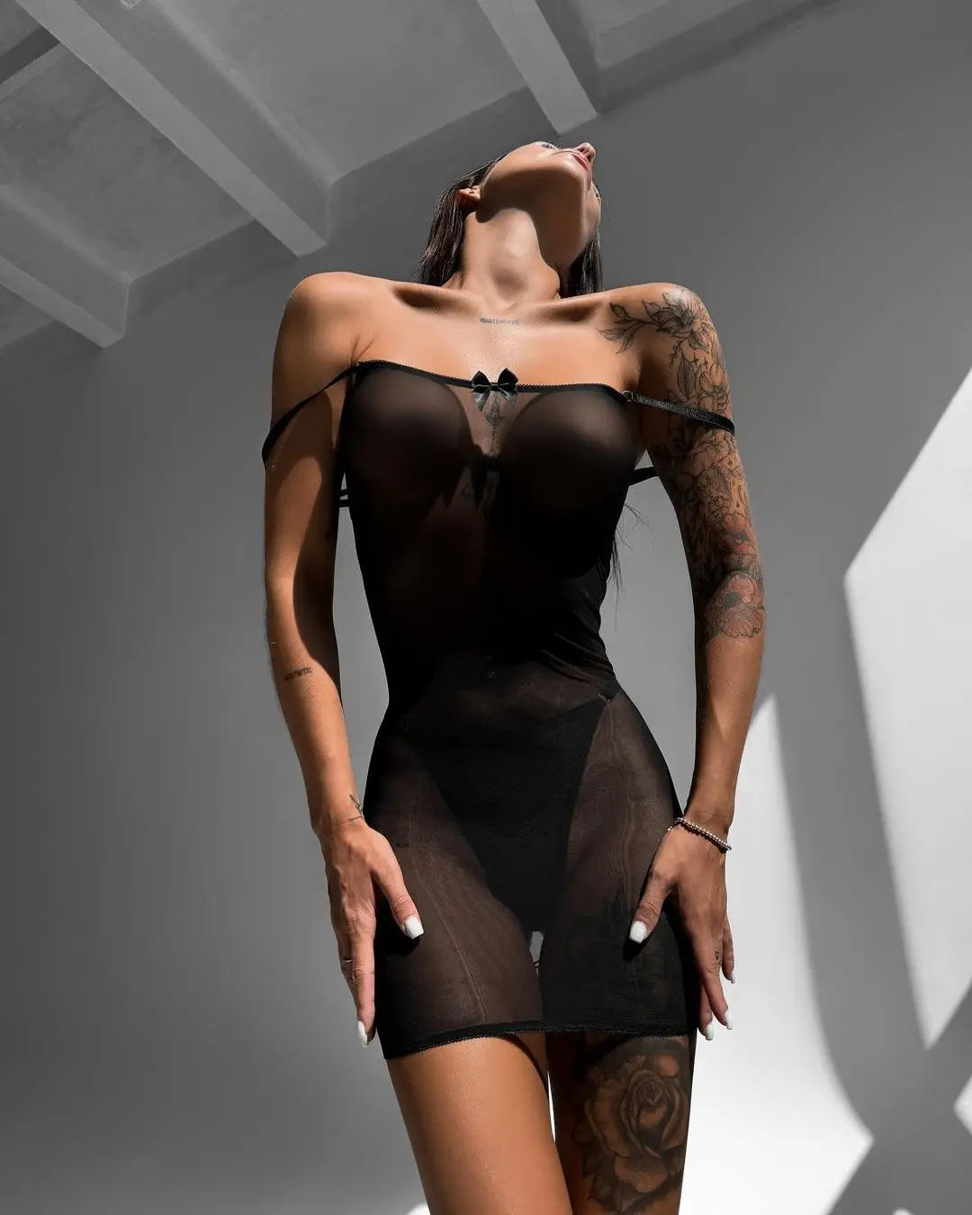 Ellolace Sexy Adult Baby Dolls Ladies Backless Cross Bandage Erotic Hot Sexy Clothes Transparent Sex Doll Night Dress Women