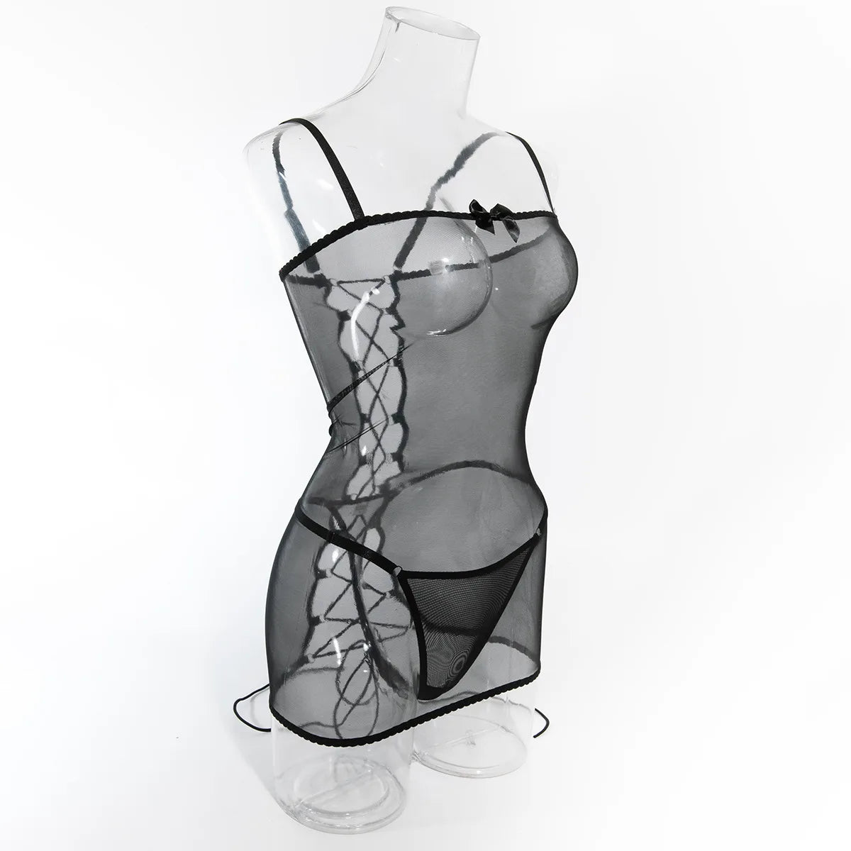 Ellolace Sexy Adult Baby Dolls Ladies Backless Cross Bandage Erotic Hot Sexy Clothes Transparent Sex Doll Night Dress Women