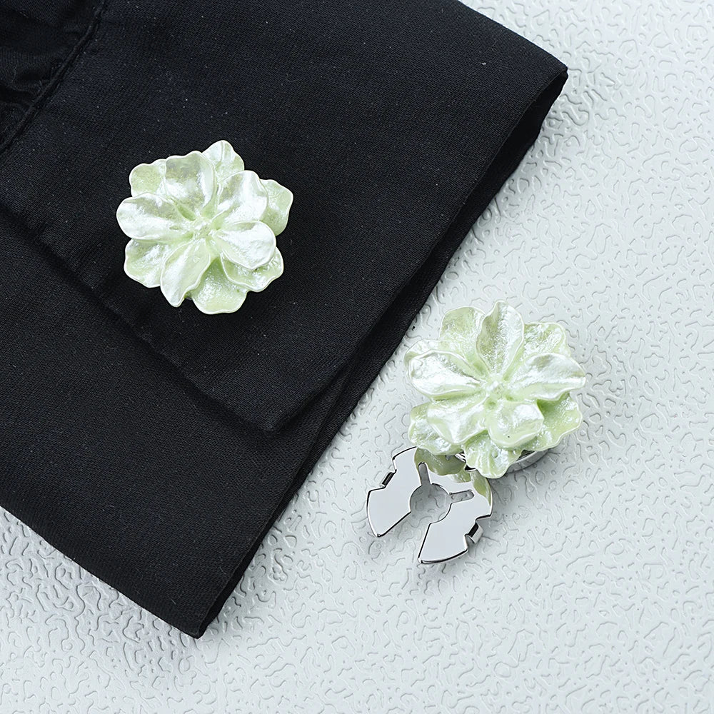ICEYY Pearlescent Gardenia Flower Button Covers Set Womens Shirt Cufflinks for Tux Shirt Decoration Clothes