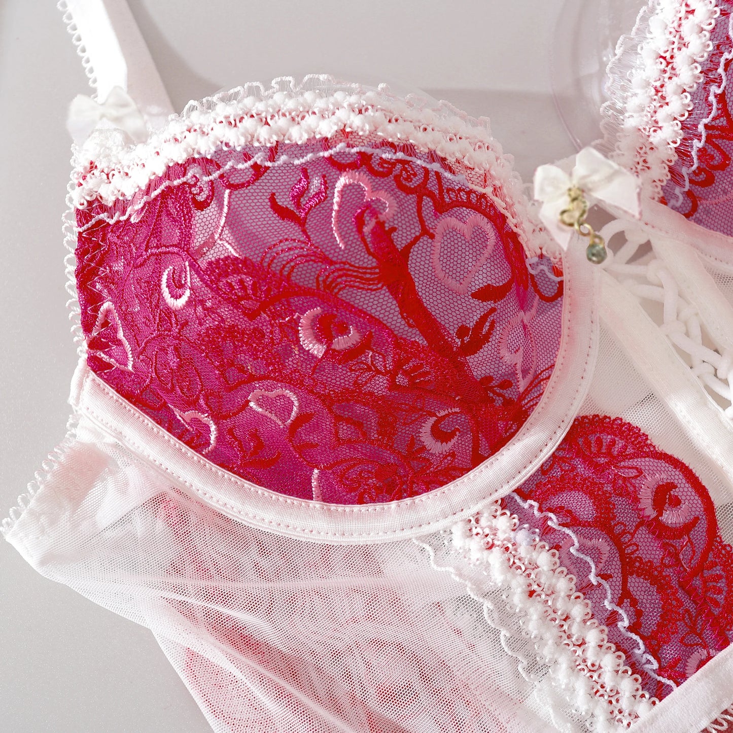 Ellolace Fancy Daring Lingerie Woman Delicate Luxury Intimate Lace Up Lace Youth Sexy Outfits Heart Valentine Exotic Sets